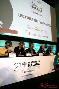 Jurado leyendo palmarés 21 edición Festival cine en español de Málaga. Fotografía de Mai Serrano.